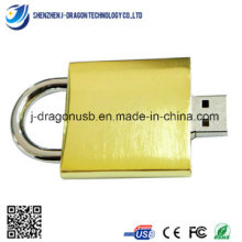 Oro forma de bloqueo Metal USB Flash Drive